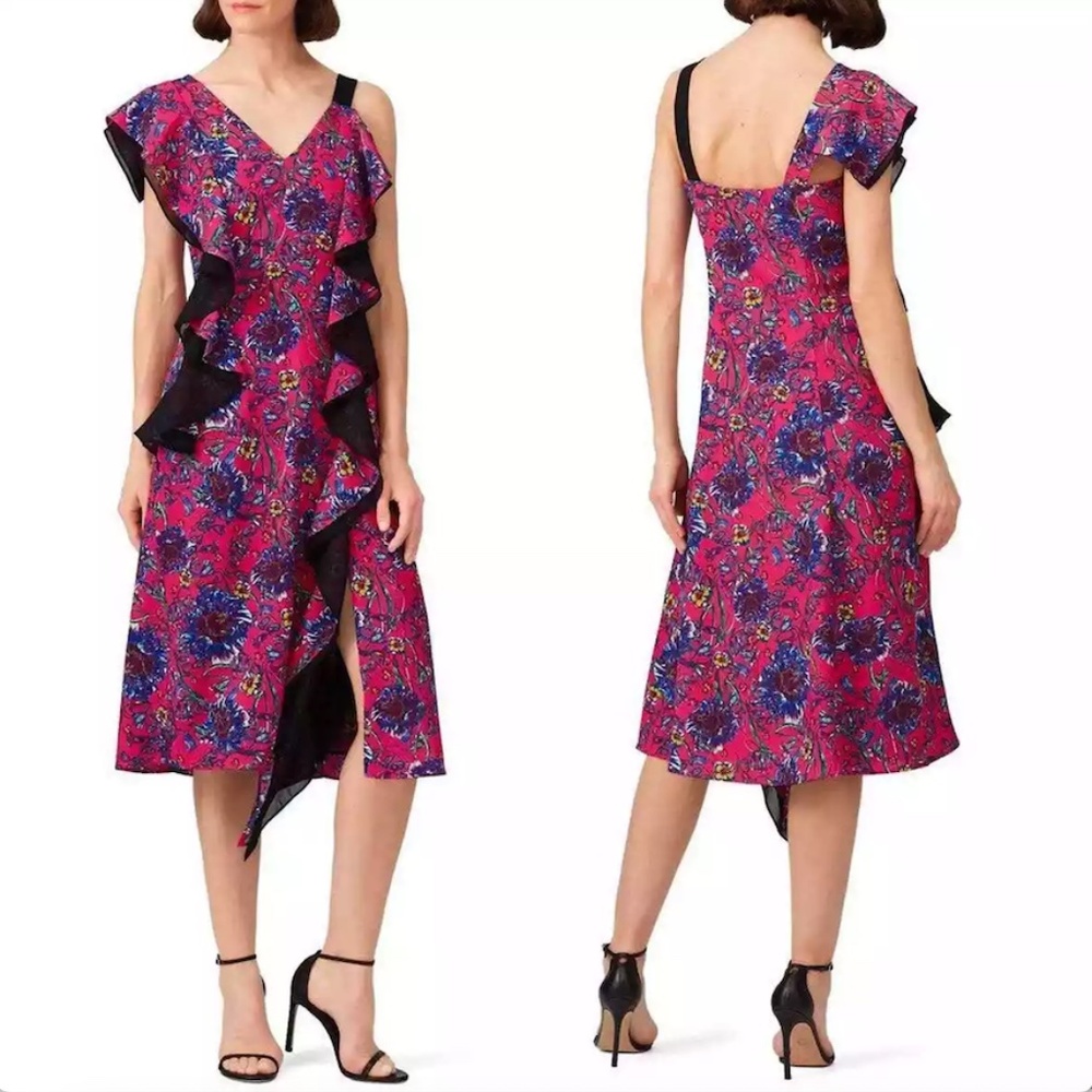 Prabal Gurung Pink Floral Ruffle Dress